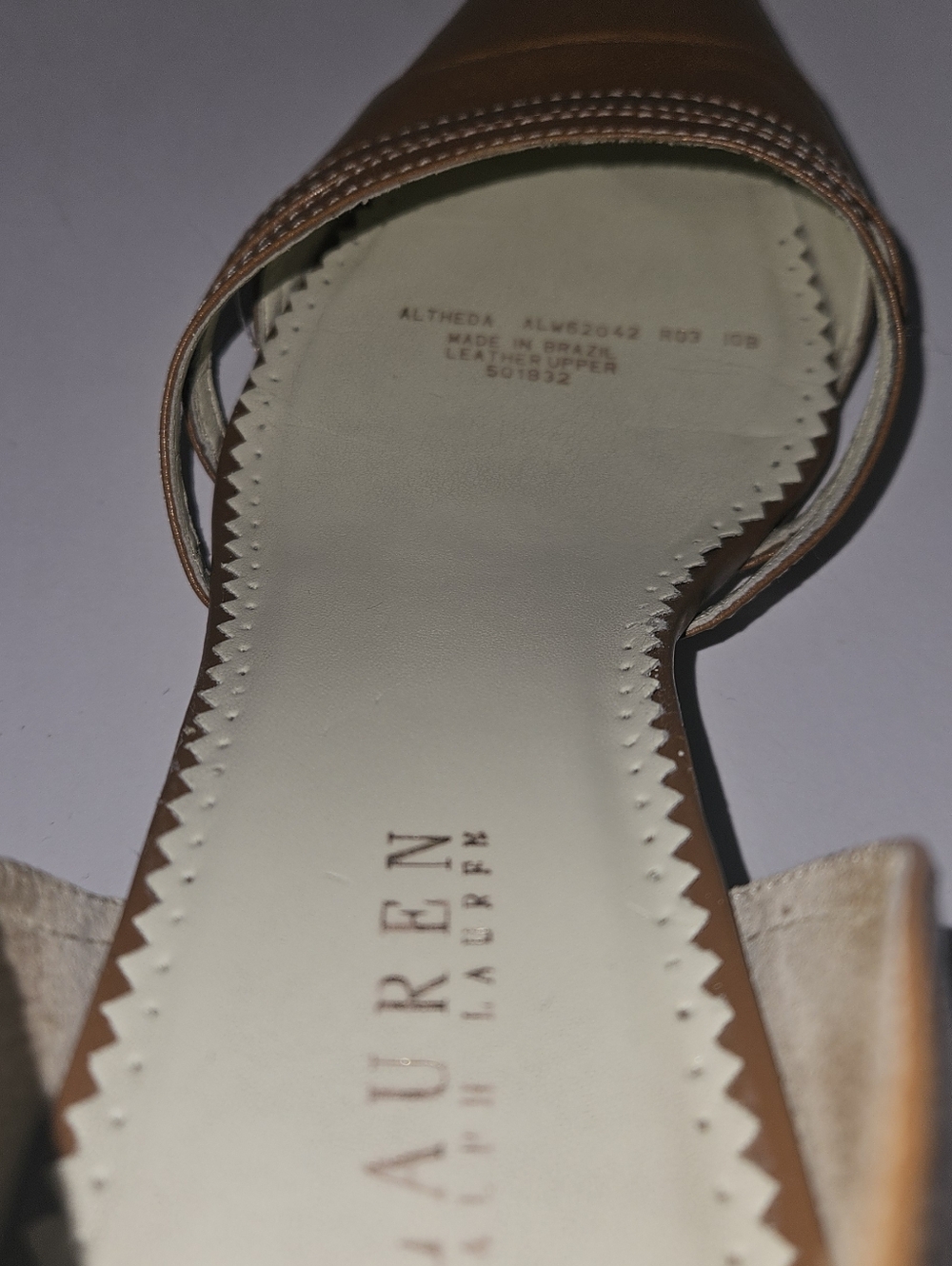 Lauren Ralph Lauren Brown Leather Square-Toe Heels - Picture 6 of 8